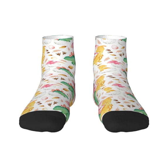 Fuzoiu Cute Baby Dinosaurs Print Adult Socks, Crew Moisture-wicking Socks, Unisex Cushion Crew Socks,Casual Sports Ankle Socks