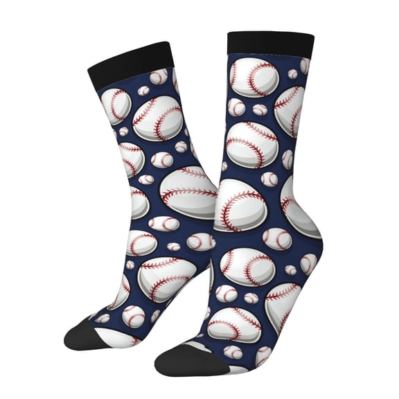 Fuzoiu Cute Basebal Print Athletic Crew Socks for Men & Women,Casual Crew Socks,Above Ankle Crew Socks for Business, Casual