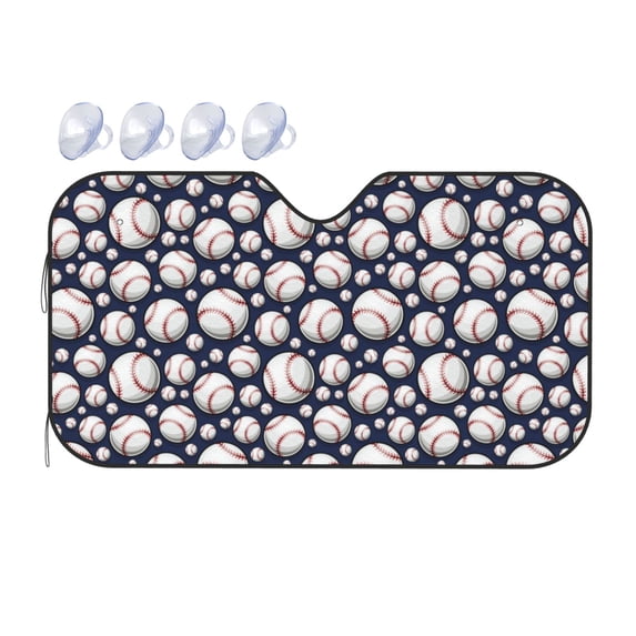 Fuzoiu Cute Basebal Print Car Windshield Sunshade,Foldable Reflective ...