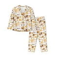 thumbnail image 1 of Fuzoiu Cute Bee Gnome2 Print Women's Long-Sleeved Pajama,Lounge Button Down Nightwear,Womens Notch Collar Pajama Set-Medium, 1 of 7