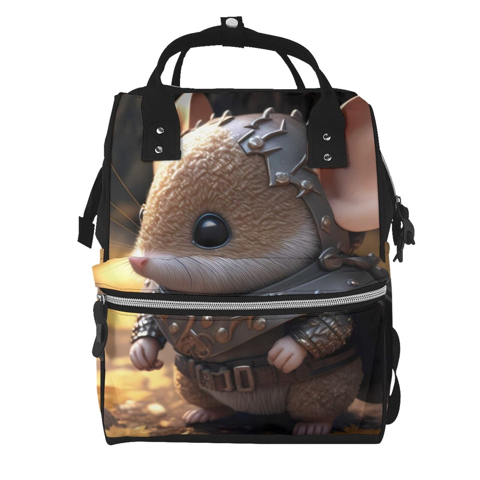 Fuzoiu Cute Big-Eared Mouse Print Diaper Bag Backpack,Baby Essentials Travel Tote,Multi function Waterproof Diaper Bag, Travel Essentials Baby Bag - Unisex