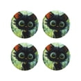 thumbnail image 1 of Fuzoiu Cute Big-Eyed Black Cat Print Leather Coasters Set,Drink Coasters Set of 4,for Tabletop Protection, Durable PVC Coasters,Home Décor and Housewarming Gift-Round Shape, 1 of 6
