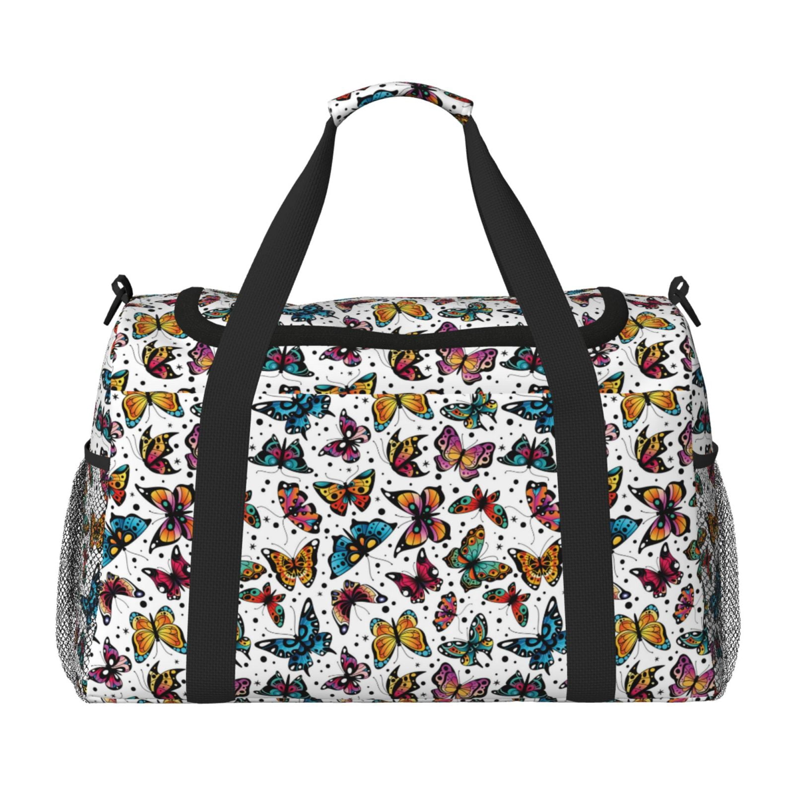 Fuzoiu Cute Butterfly Print Travel Duffle Bag,Carry On Tote Bags,Duffel Bag,Sport Gym Bag, Hospital Bag for Labor and Delivery, Overnight Bag,Luggage Bag
