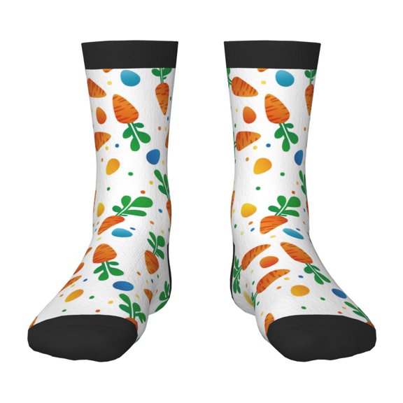 Fuzoiu Cute Carrot Print Kids Socks For Boys Girls,Grip Crew Socks with Non Slip,Lightweight Stretch Crew Socks,Toddlers Crew Boot Socks