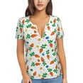 thumbnail image 1 of Fuzoiu Cute Carrot Print Women's V-Neck T-Shirt,Women's Short Sleeve Top, Comfortable for Work, Leisure, and Sports, 1 of 7