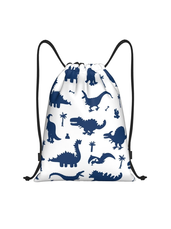 Cute Cartoon Dinosaurs Print Drawstring Backpack for Gym, Travel, Yoga,Sports Sackpack String Bag for Women Men-Small