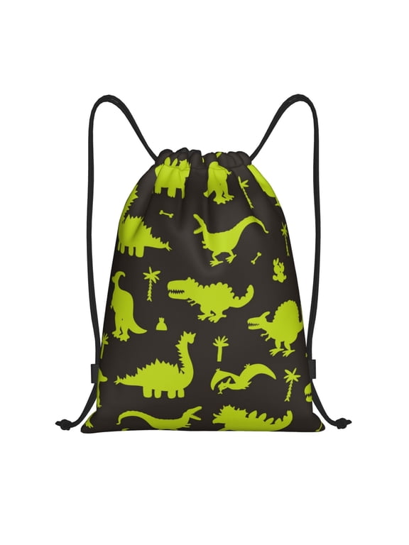 Cute Cartoon Dinosaurs Print Drawstring Backpack for Gym, Travel, Yoga,Sports Sackpack String Bag for Women Men-Small