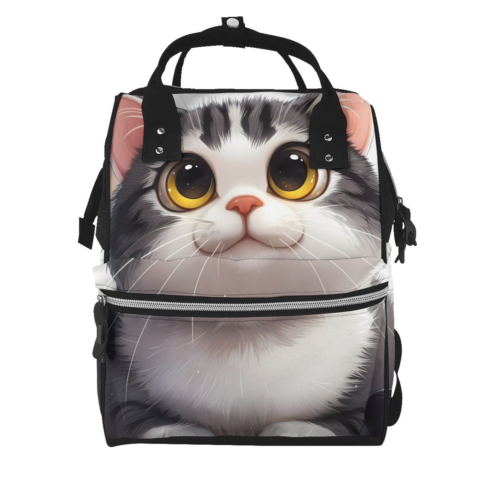 Fuzoiu Cute Cartoon Kitten Print Diaper Bag Backpack,Baby Essentials Travel Tote,Multi function Waterproof Diaper Bag, Travel Essentials Baby Bag - Unisex
