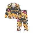 thumbnail image 1 of Fuzoiu Cute Cat Cartoon Print Women's Long-Sleeved Pajama,Lounge Button Down Nightwear,Womens Notch Collar Pajama Set-Medium, 1 of 7