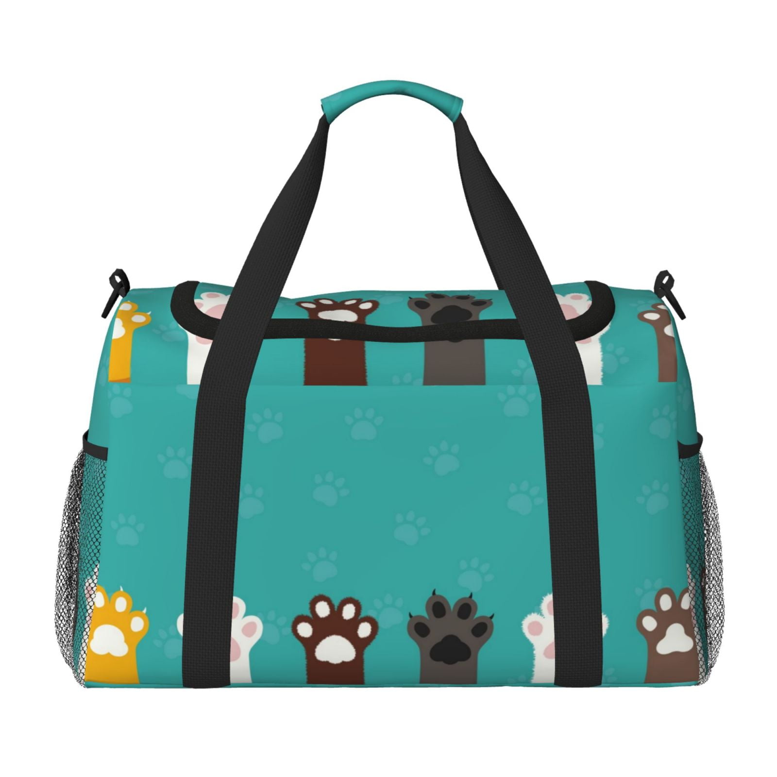 Fuzoiu Cute Cat Paw And Dog Print Travel Duffle Bag,Carry On Tote Bags,Duffel Bag,Sport Gym Bag, Hospital Bag for Labor and Delivery, Overnight Bag,Luggage Bag