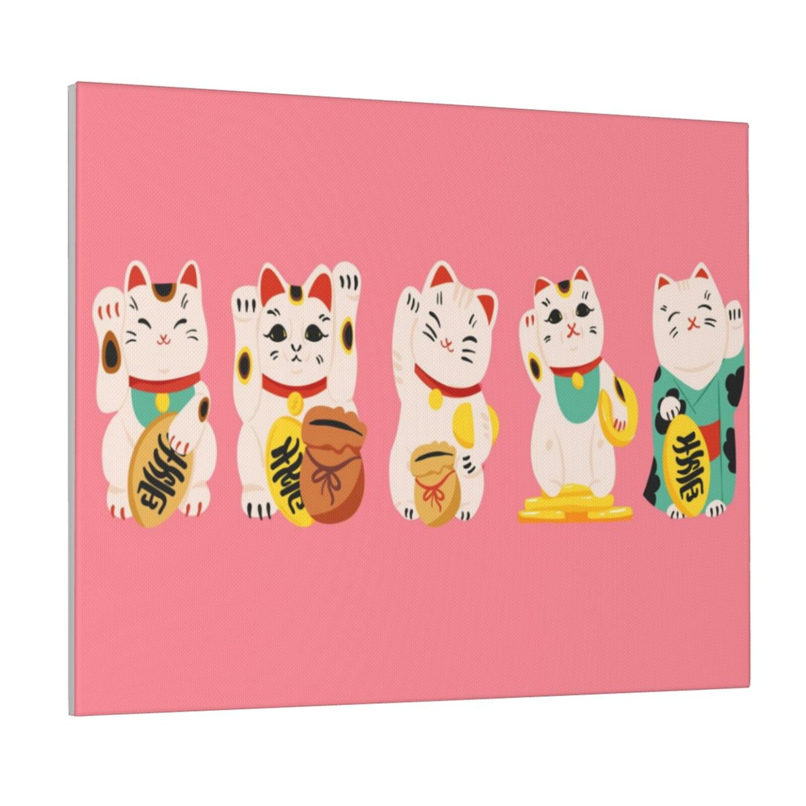 Fuzoiu Cute Cat Print Canvas Wall Art for Bathrooms,Wall Decor for ...