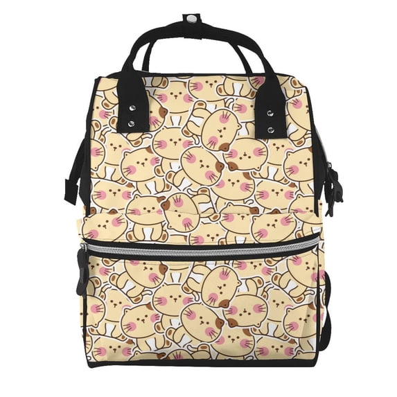 Fuzoiu Cute Cats 4 Print Diaper Bag Backpack,Baby Essentials Travel Tote,Multi function Waterproof Diaper Bag, Travel Essentials Baby Bag - Unisex