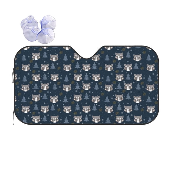 Fuzoiu Cute Christmas Tree Raccoon Print Car Windshield Sun Shade,Block Uv Rays Sunshade,Foldable Front Window Sun Visor Protector for Car,SUV,Truck-Keep Vehicle Cool-Cute Christmas Tree Raccoon