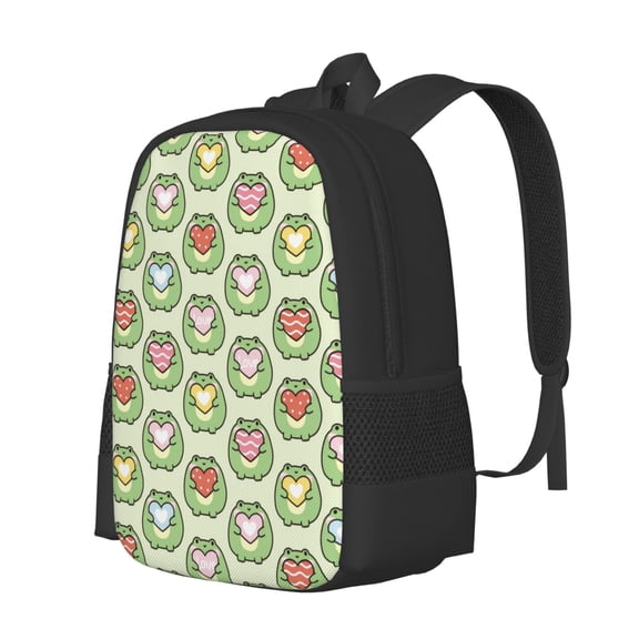 Fuzoiu Cute Chubby Frog Print Large Capacity Backpack,Travel Backpack,Laptop Bag,College School Rucksack Bag,for School, Travel & Outdoor Activities