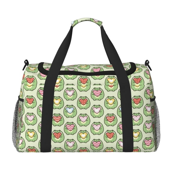 Fuzoiu Cute Chubby Frog Print Travel Duffle Bag,Carry On Tote Bags,Duffel Bag,Sport Gym Bag, Hospital Bag for Labor and Delivery, Overnight Bag,Luggage Bag