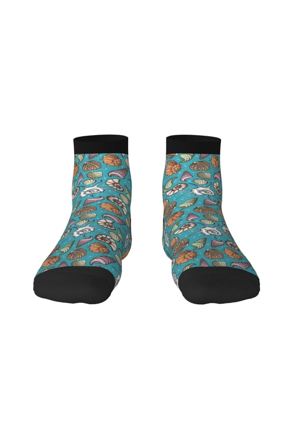 Cute Conch Print Adult Socks, Crew Moisture-wicking Socks, Unisex Cushion Crew Socks,Casual Sports Ankle Socks