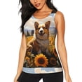 thumbnail image 1 of Fuzoiu Cute Corgi Sunflower Print Women's Workout Tank Top,Athletic Racerback Sports Tank,Tops Sleeveless Running Loose Fit Yoga Tops,Active Shirts for Yoga, Running, and Gym-X-Large, 1 of 7
