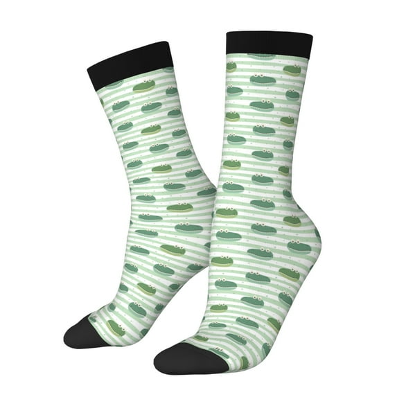 Fuzoiu Cute Crocodile Print Athletic Crew Socks for Men & Women,Casual Crew Socks,Above Ankle Crew Socks for Business, Casual