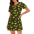 thumbnail image 1 of Fuzoiu Cute Cartoon Dinosaurs Green Silhouette Pattern Print Women Nightgowns, Soft Comfy Lightweight Short Sleeves Sleepwear,Crew Neck Loungewear, 1 of 6