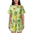thumbnail image 1 of Fuzoiu Cute Dinosaurs Cartoon Print Women's Short-Sleeved Pajama Set,Lounge Sleepwear Set,Womens Pajama Sets 2 Piece,Button-Up Top and Shorts with Pockets-3X-Large, 1 of 7