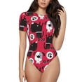 thumbnail image 1 of Fuzoiu Cute Dog Print Women's Short-Sleeved Onesie, Short Sleeve Body Suits, Women Round Neck Bodysuits for Women,for Daily Wear, Parties, and Layering-Small, 1 of 7