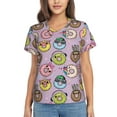 thumbnail image 1 of Fuzoiu Cute Donuts Print Women's Classic V-Neck T-Shirt, Short Sleeve V Neck Tees for Casual Everyday Wear,Casual Fit Tee,Summer Fashion Tops-X-Large, 1 of 5