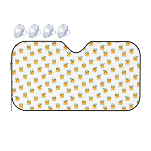 Fuzoiu Cute Duck Diver Print Car Windshield Sunshade,Foldable Reflective Sun Visor,Windshield Sun Shade,UV Rays Sun Visor Shade,Auto Front Sun Shield Shade-Medium
