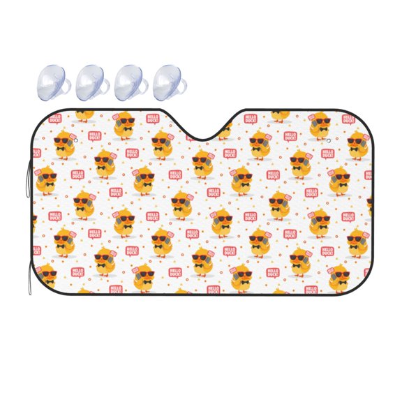 Fuzoiu Cute Duck Print Car Windshield Sunshade,Foldable Reflective Sun Visor,Windshield Sun Shade,UV Rays Sun Visor Shade,Auto Front Sun Shield Shade-Small