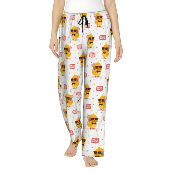 Fuzoiu Cute Duck Print Women's Pajama Pants,Lounge Pants with Drawstring and Pockets, Casual Pjs Sleep Bottoms, Women's Sleep Pants-Large
