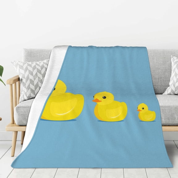 Fuzoiu Cute Ducky Print Flannel Throw Blanket,Light Weight Warm Decorative,Throw Blanket Cover for Sofa, Couch, Bedroom,Travel-60"x50"