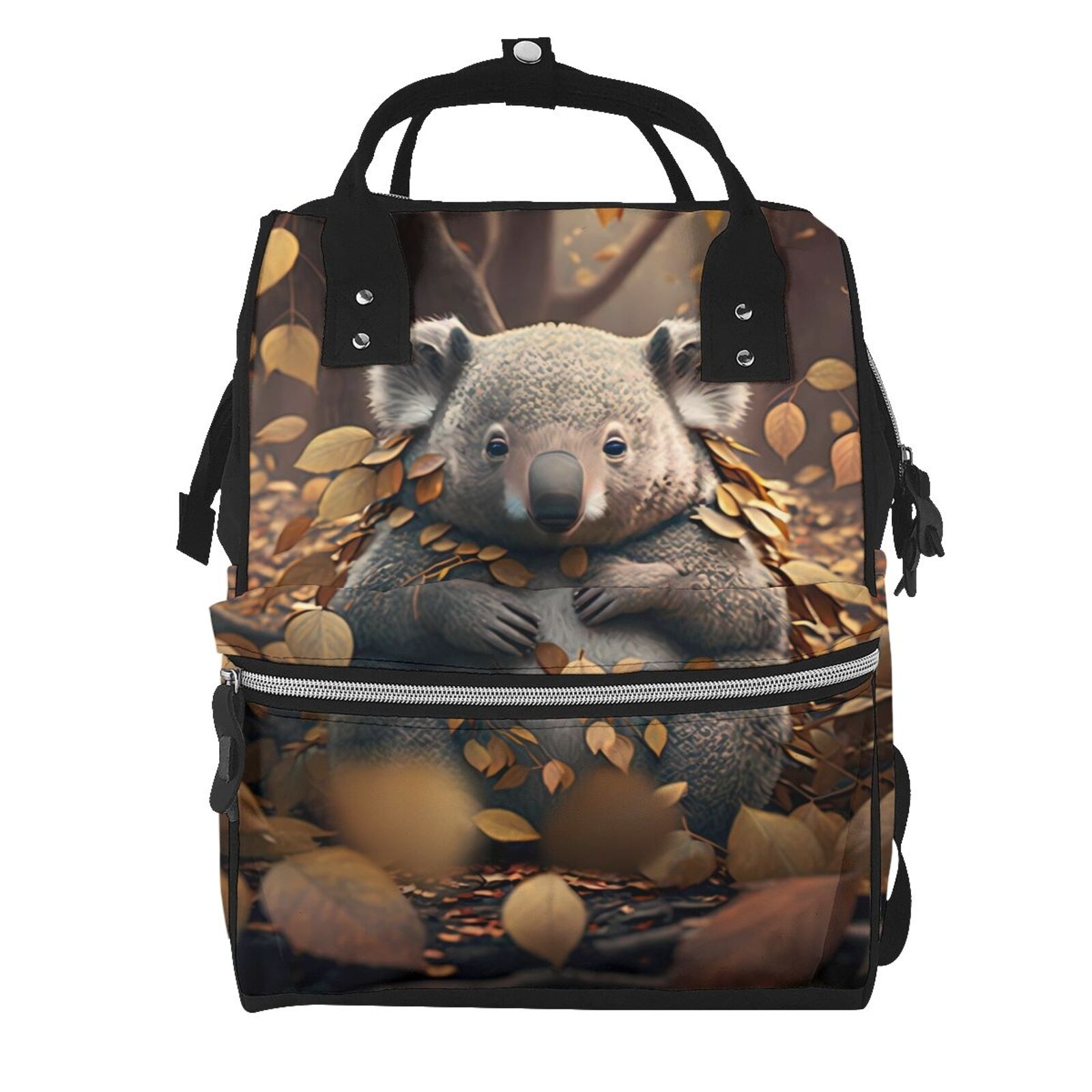 Fuzoiu Cute Fallen Leaf Koala Print Diaper Bag Backpack,Baby Essentials Travel Tote,Multi function Waterproof Diaper Bag, Travel Essentials Baby Bag - Unisex
