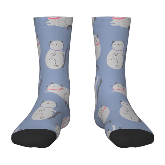 Fuzoiu Cute Fat Cat Print Kids Socks For Boys Girls,Grip Crew Socks with Non Slip,Lightweight Stretch Crew Socks,Toddlers Crew Boot Socks