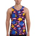 thumbnail image 1 of Fuzoiu Cute Flat Hand Drawn Fishes Print Men's Workout Tank Tops,Sleeveless Gym Shirt Quick Dry,Fitness Bodybuilding T-Shirt,Muscle Athletic Workout Tee-Medium, 1 of 7