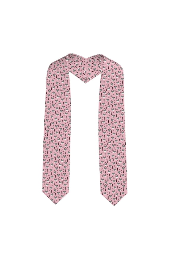 Cute Fox Pink Tree Print Graduation Sash,Graduation Stole,Unisex Adult Graduation Stole Shawl 91" Long,for Academic Commencements Shawl-Sharp Corner