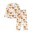 thumbnail image 1 of Fuzoiu Cute Fox with Heart Print Women's Long-Sleeved Pajama,Lounge Button Down Nightwear,Womens Notch Collar Pajama Set-Small, 1 of 7