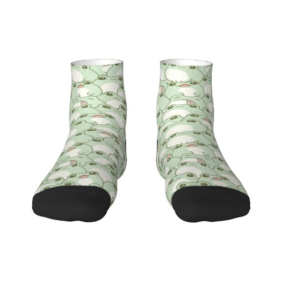 Fuzoiu Cute Frog Print Adult Socks, Crew Moisture-wicking Socks, Unisex Cushion Crew Socks,Casual Sports Ankle Socks