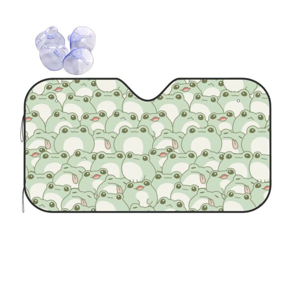 Fuzoiu Cute Frog Print Car Windshield Sun Shade,Block Uv Rays Sunshade,Foldable Front Window Sun Visor Protector for Car,SUV,Truck-Keep Vehicle Cool-Cute Frog