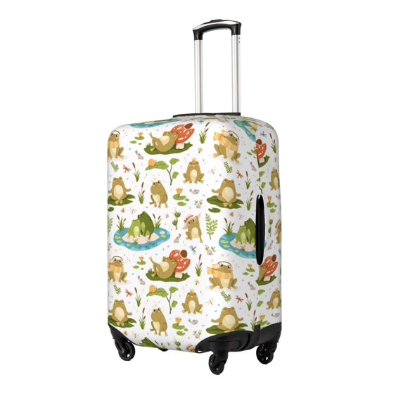 Fuzoiu Cute Frog Print Suitcase Cover,Washable Luggage Covers for Suitcase,Elastic Luggage Protector Cover,Scratch Resistant Travel Suitcase Covers-Medium