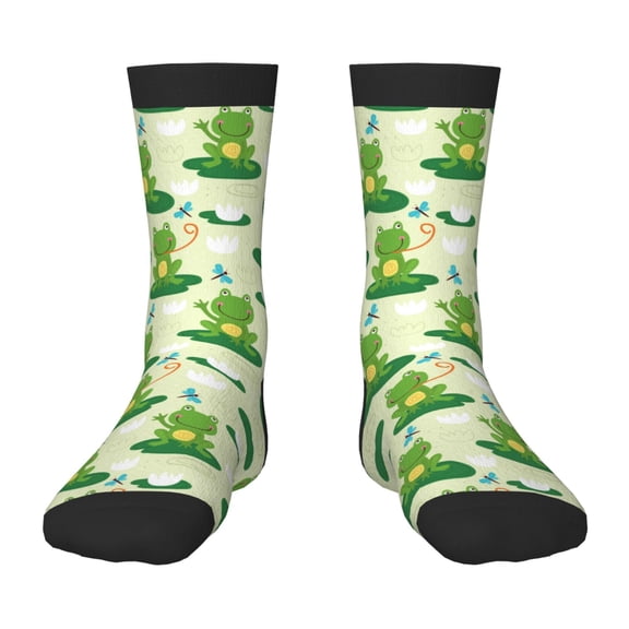 Fuzoiu Cute Frog1 Print Kids Socks For Boys Girls,Grip Crew Socks with Non Slip,Lightweight Stretch Crew Socks,Toddlers Crew Boot Socks