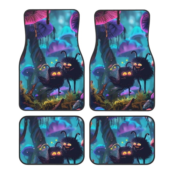 Fuzoiu Cute Fuzzy Fantasy Creatures Print Carpet Floor Mats for Car,Car Foot Mat Set,Universal Fit 4 Piece Mat Pad Set,Fits Most Cars Trucks Vans Sedans SUV Auto Carpet Mat Se