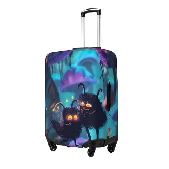 Fuzoiu Cute Fuzzy Fantasy Creatures Print Suitcase Cover,Washable Luggage Covers for Suitcase,Elastic Luggage Protector Cover,Scratch Resistant Travel Suitcase Covers-Large