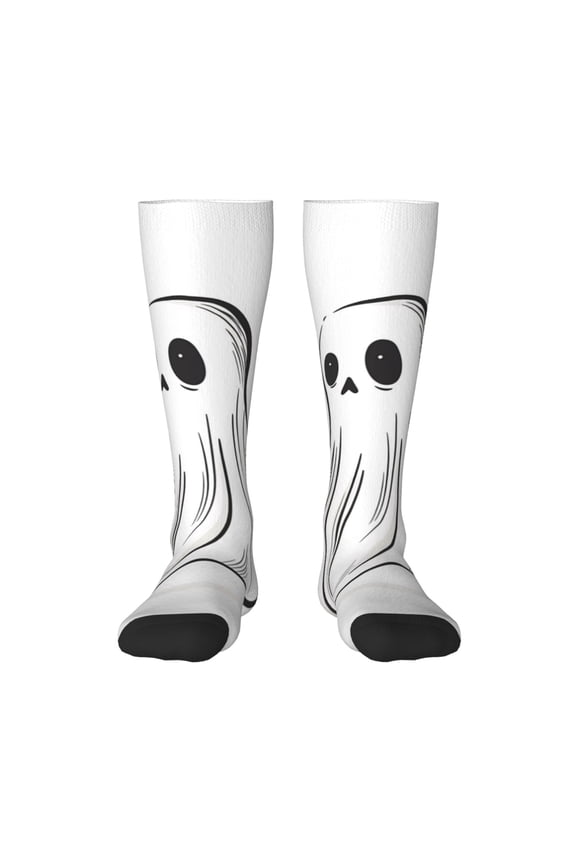 Cute Ghost Simple Drawing Print Adult Stockings,Crew Socks,Unisex Fashion Socks, Casual Sports Socks,Comfortable Crew Socks for Everyday Wear and Sports