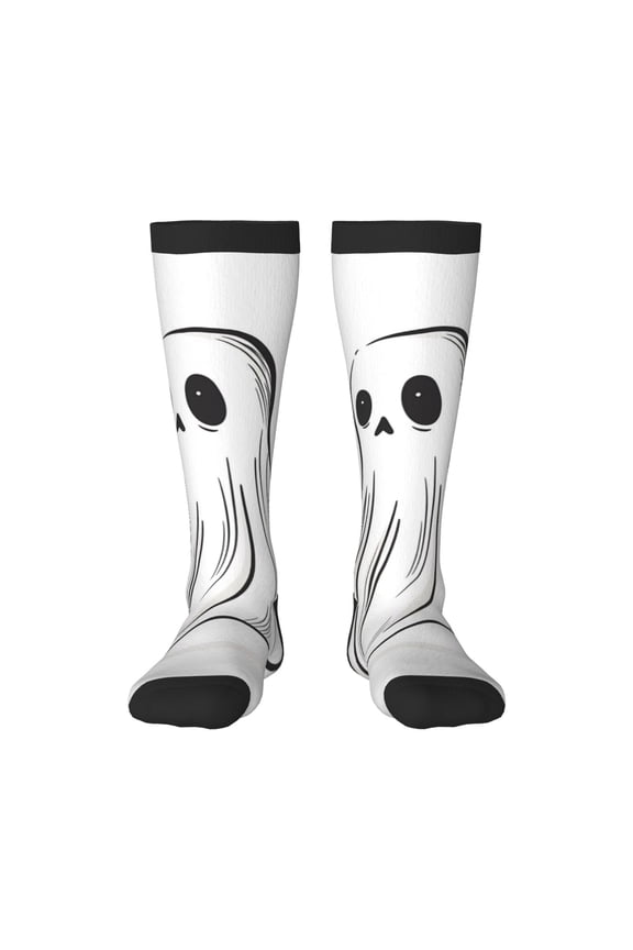Cute Ghost Simple Drawing Print Adult Stockings,Crew Socks,Unisex Fashion Socks, Casual Sports Socks,Comfortable Crew Socks for Everyday Wear and Sports