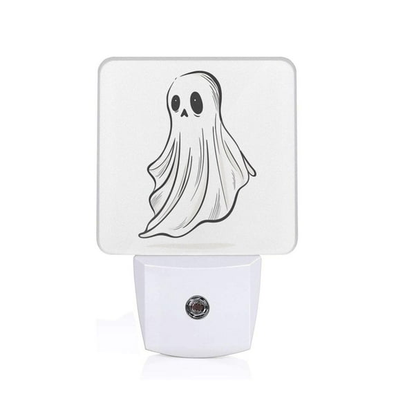Fuzoiu Cute Ghost Simple Drawing Print Dusk to Dawn LED Night Light with Light Sensor, Energy-Efficient Touch-Safe Night Lamp for Home, Office, and Kids' Rooms-US