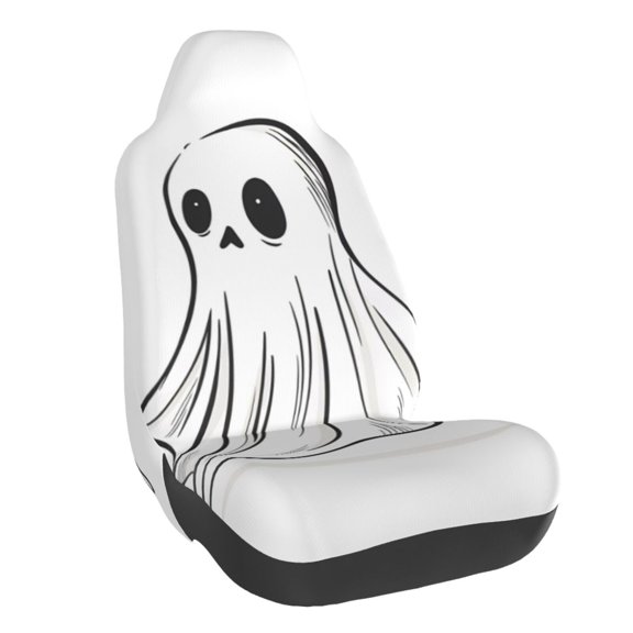 Fuzoiu Cute Ghost Simple Drawing Print Elastic Car Seat Covers, Seat Cover Protector,Universal Fit Interior Covers for Most Cars,Washable Seat Cover Non Slip for SUV,Sedan,Van