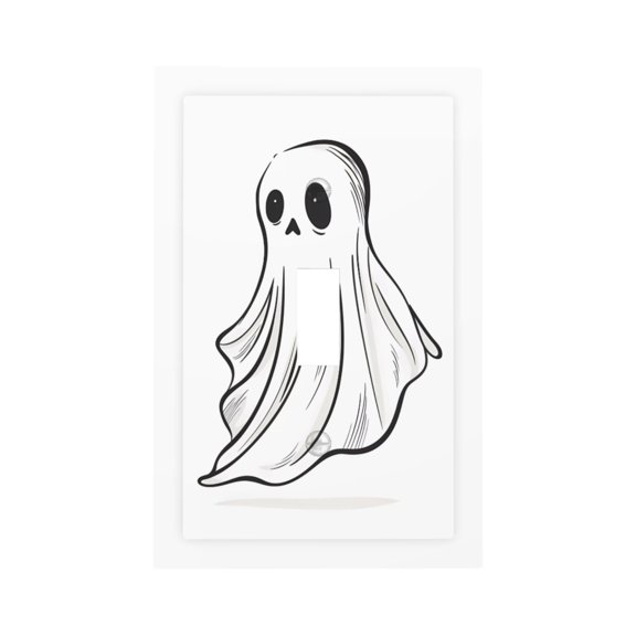 Fuzoiu Cute Ghost Simple Drawing Print Single Duplex Outlet Cover Plate, Light Switch Cover, for Receptacle Light Switch, Switch Cover Decorative Wallplate-Style T