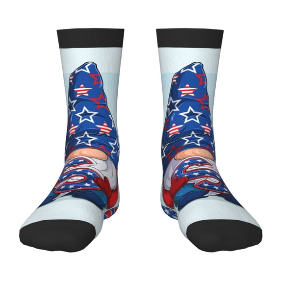 Fuzoiu Cute Gnomes in USA1 Print Kids Socks For Boys Girls,Grip Crew Socks with Non Slip,Lightweight Stretch Crew Socks,Toddlers Crew Boot Socks
