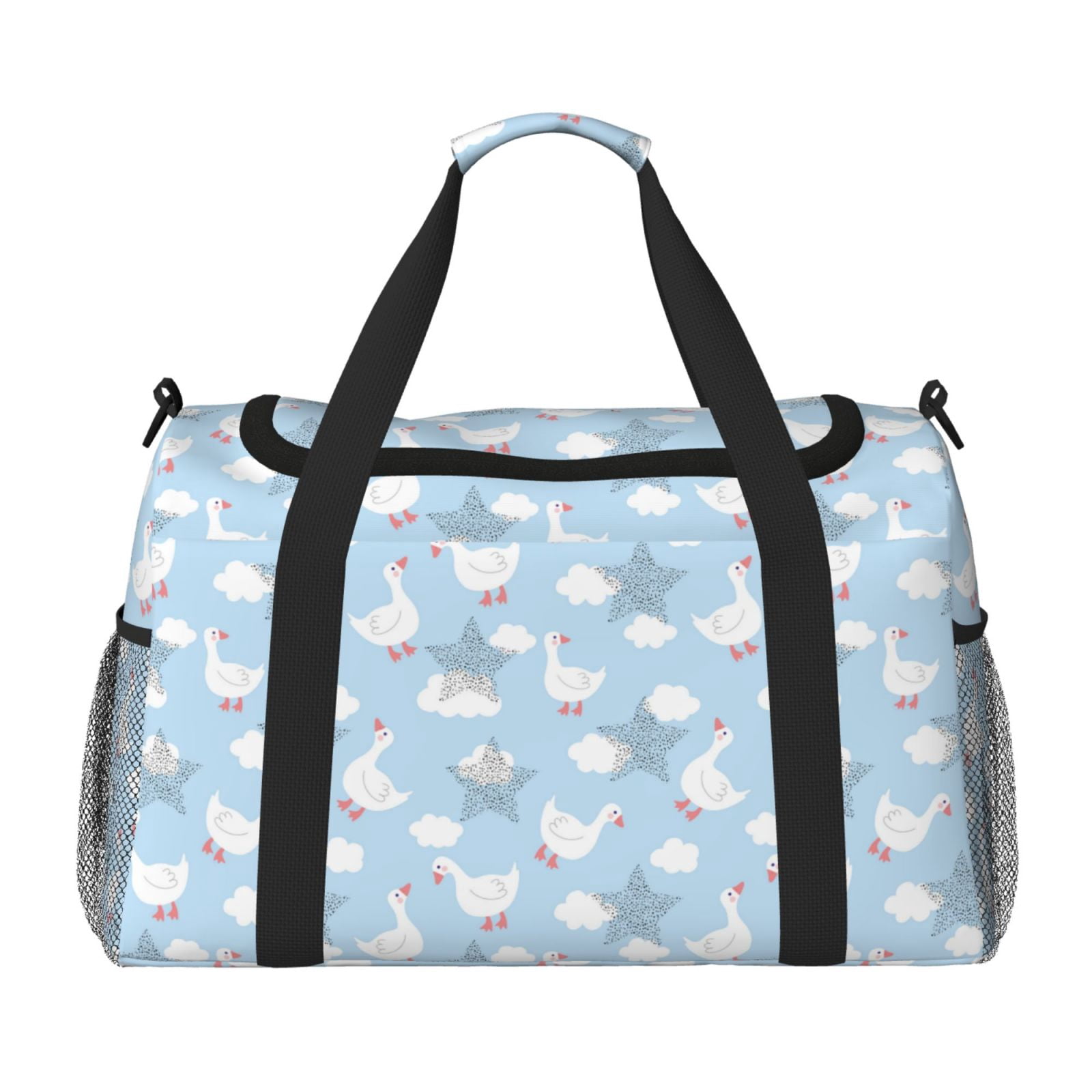 Fuzoiu Cute Goose On A Blue Sky Print Travel Duffle Bag,Carry On Tote Bags,Duffel Bag,Sport Gym Bag, Hospital Bag for Labor and Delivery, Overnight Bag,Luggage Bag