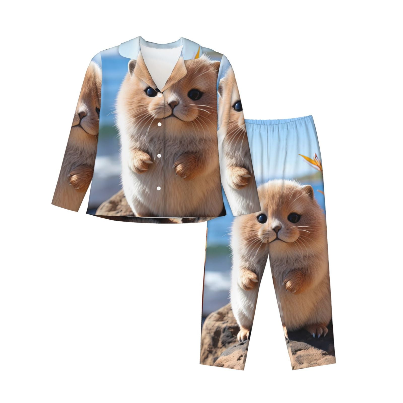 Guinea Pig and Fish Long Pajama Set