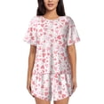 thumbnail image 1 of Fuzoiu Cute Hand Drawn Hearts Print Women's Short-Sleeved Pajama Set,Lounge Sleepwear Set,Womens Pajama Sets 2 Piece,Button-Up Top and Shorts with Pockets-Large, 1 of 7